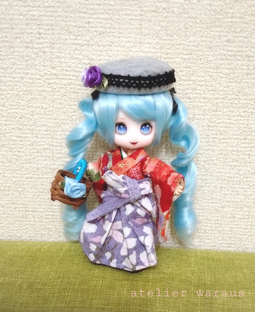 取っ手付き♪お花バスケット(1/12サイズ)