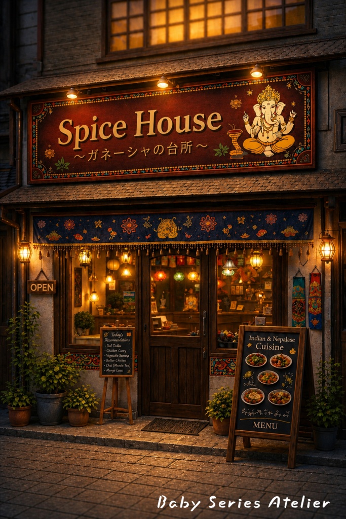 ほたる町コレクション No.008「遠い国のスパイス料理」|絵本風イラストセット