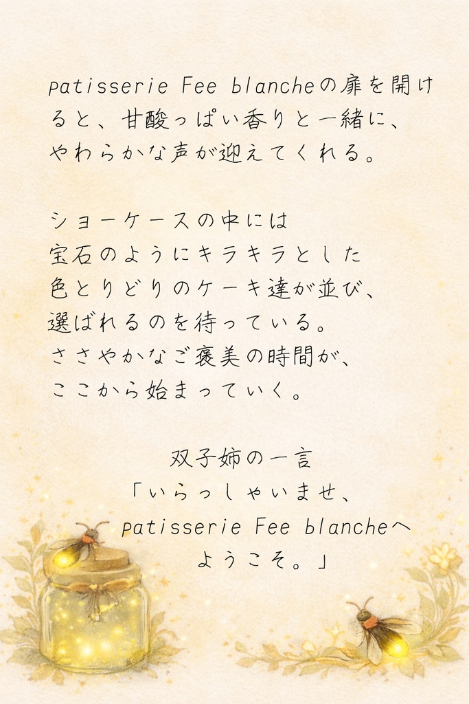 ほたる町コレクション No.009「甘い時間の始まり」|絵本風イラストセット