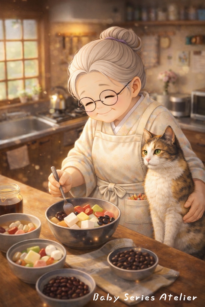 ほたる町コレクションNo.011「おばあちゃんのあんみつと、帰り道」|絵本風イラストセット