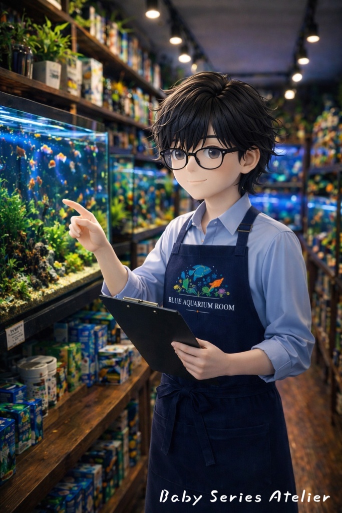 ほたる町コレクション No.014「水の中の、やさしい光」|絵本風イラストセット