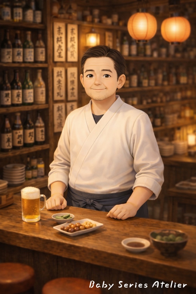 ほたる町コレクション No.017「月灯りの下の、寡黙な食事」|絵本風イラストセット