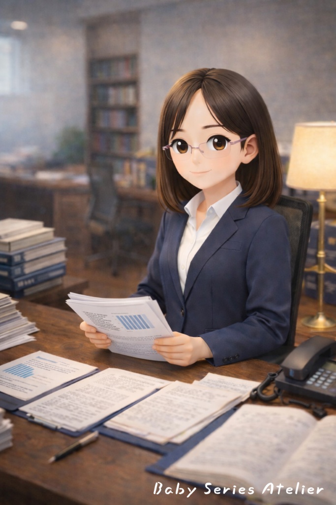 ほたる町コレクション No.019「契約書の向こう側」｜絵本風イラストセット