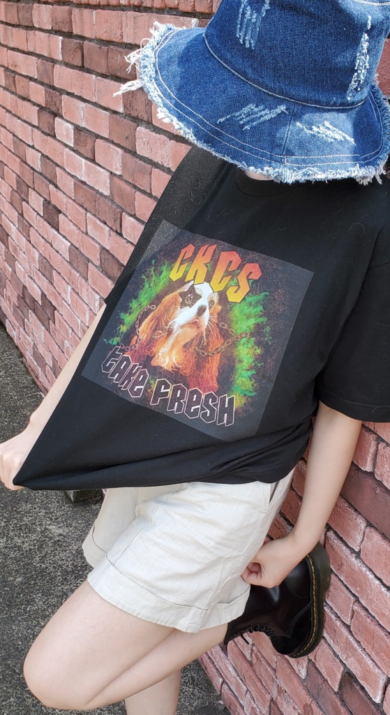 こむぎさんのロックTシャツ【ブラック】