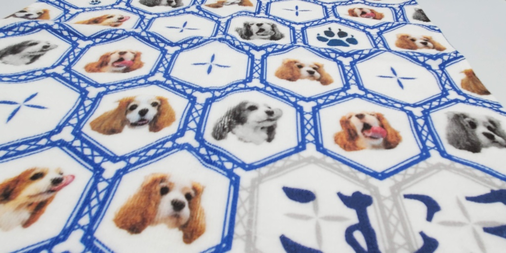 亀甲こむぎ柄タオル【群青】