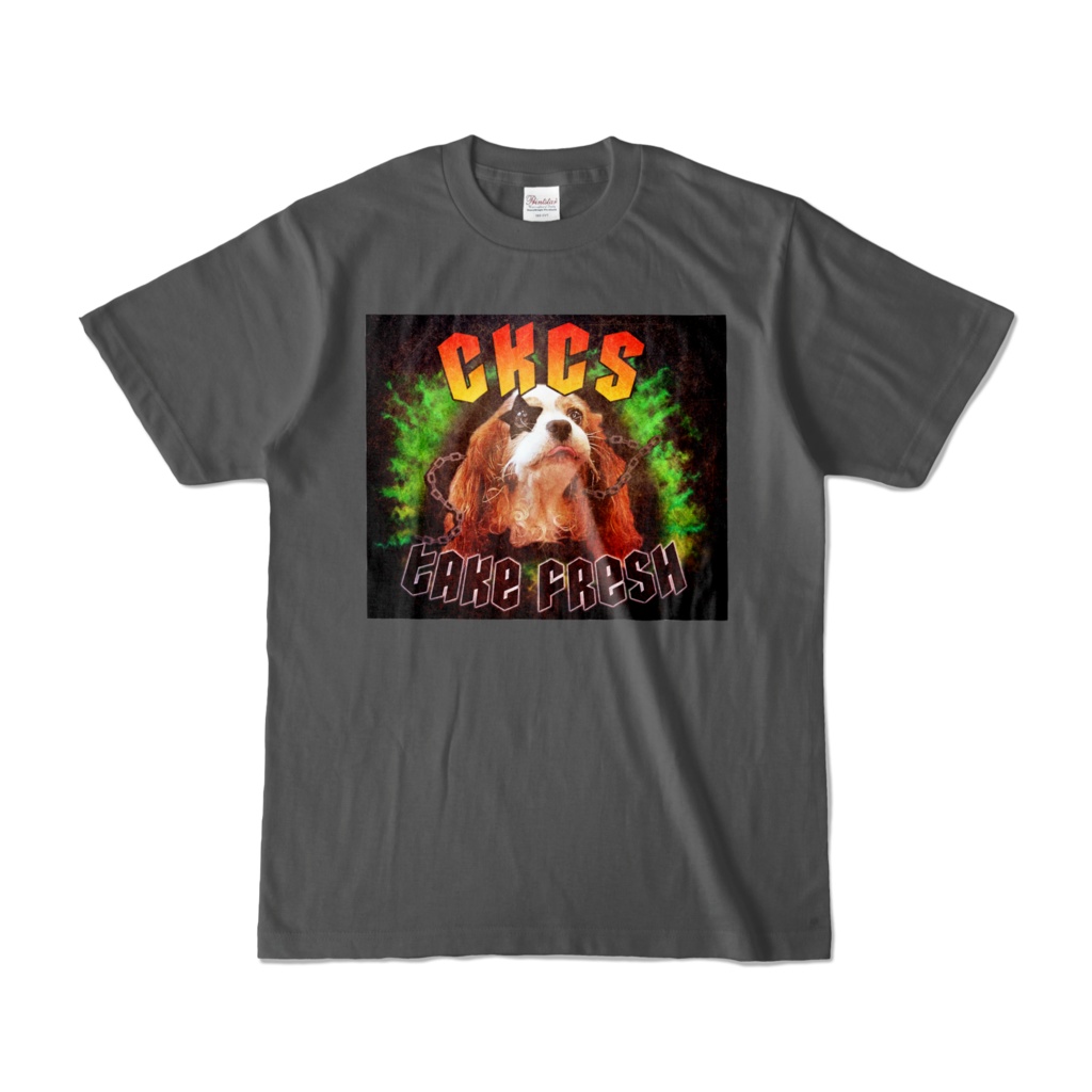 こむぎさんのロックTシャツ【チャコール】