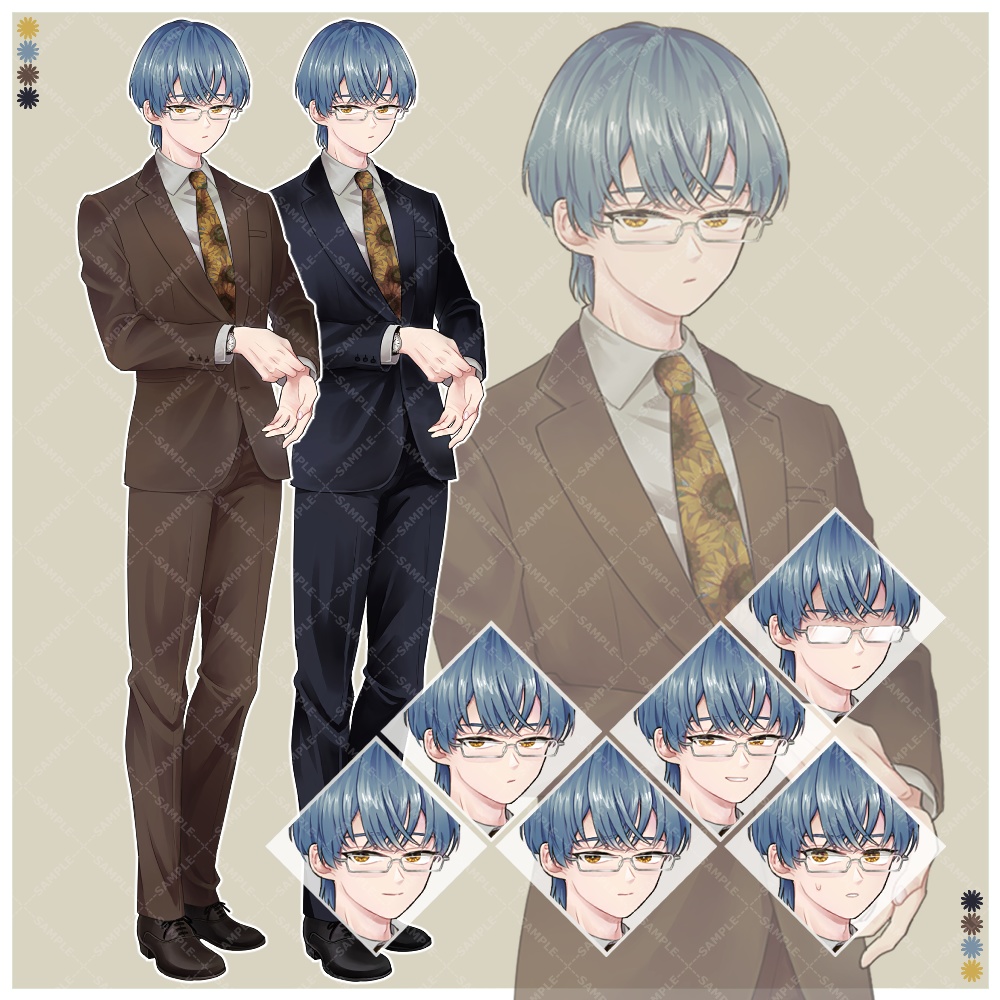 立ち絵素材_スーツ_男性_手袋