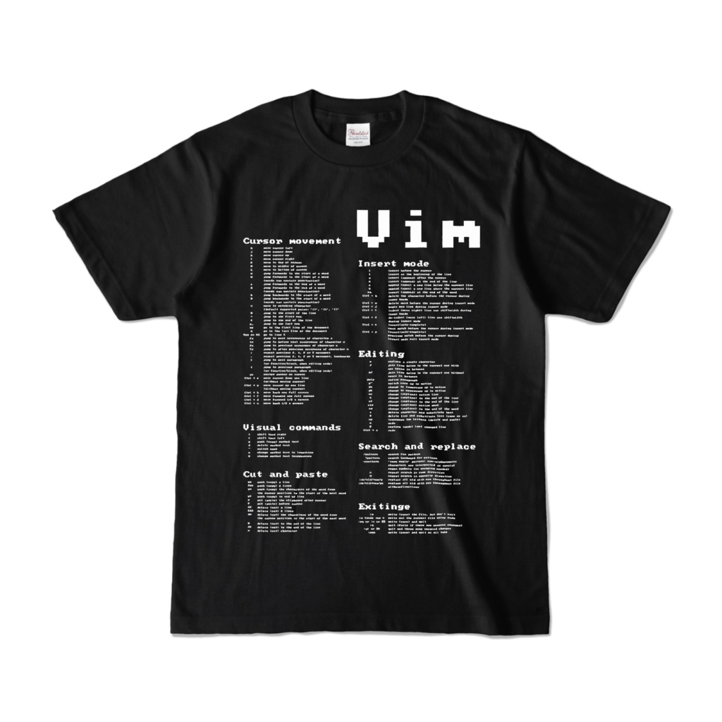Vim Cheat Sheet　カラーTシャツ