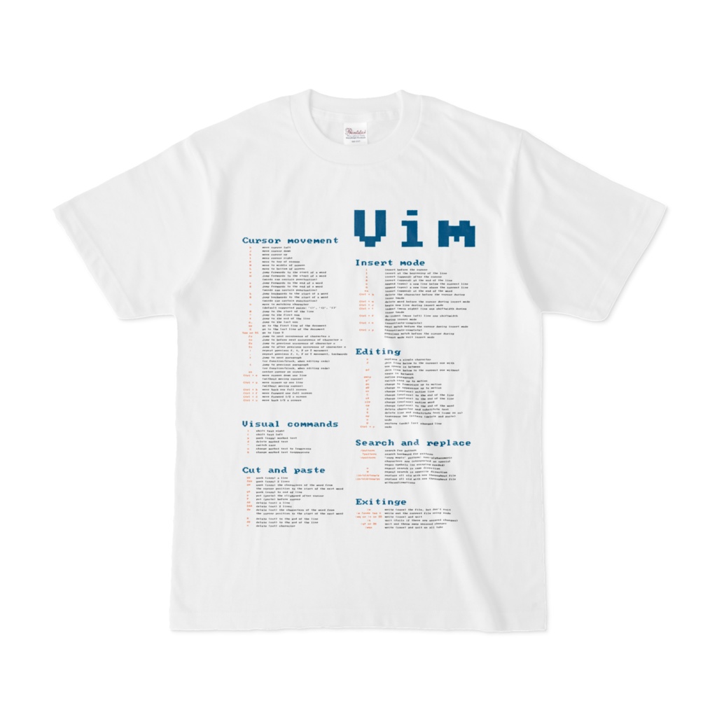 Vim Cheat Sheet Tシャツ