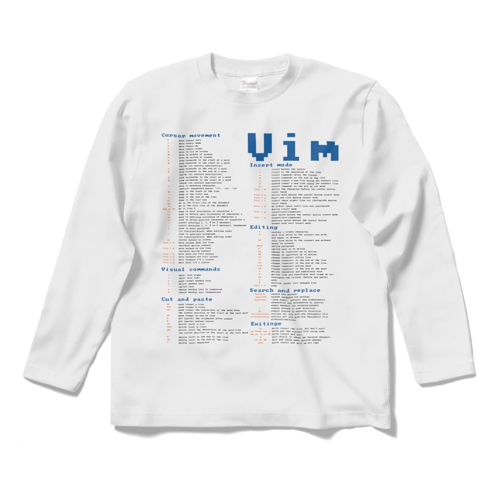 Vim Cheat Sheet 長袖シャツ