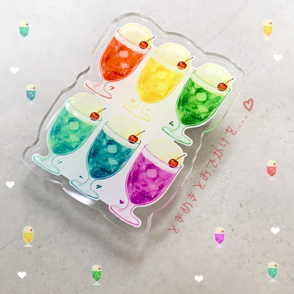 カラフルクリームソーダ アクリルバッジクリップ