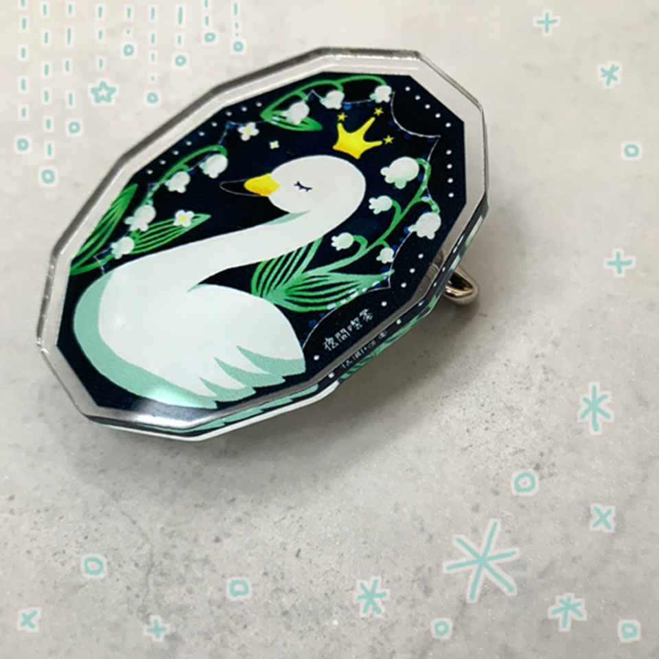 白鳥のひみつ アクリルバッジクリップ