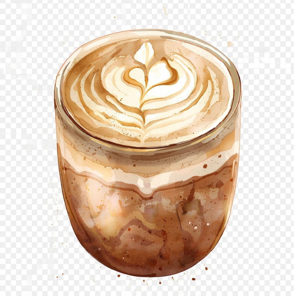 大人可愛いブラウン水彩カフェイラスト集|アンティーククリップアート(PNG)