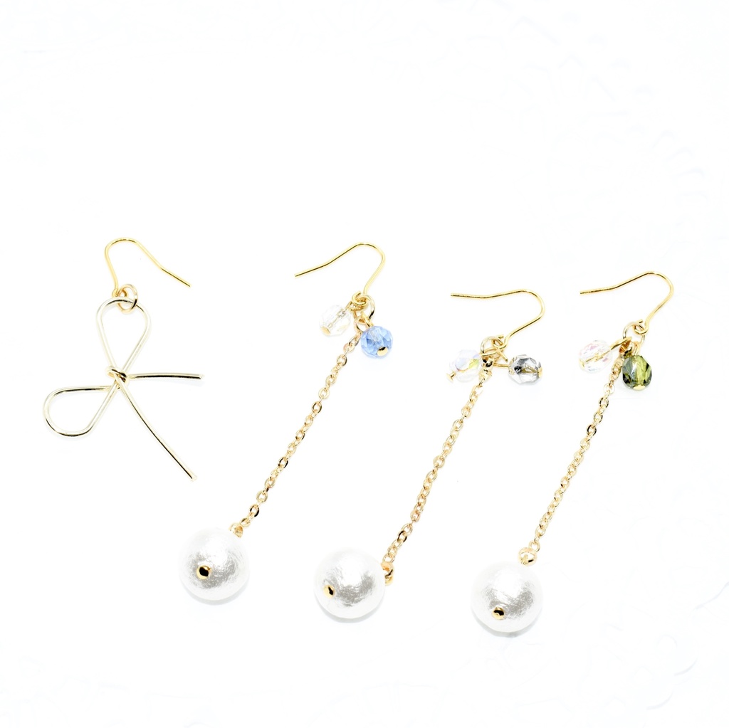 再販DC*降谷 リボンとコットンパールのピアス