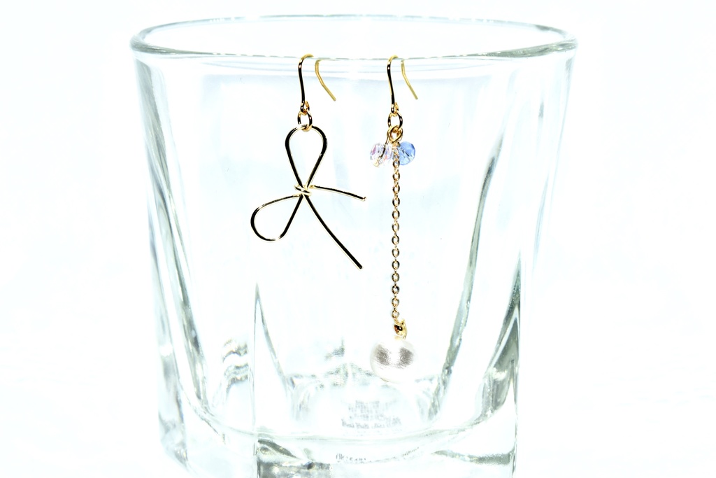 再販DC*降谷 リボンとコットンパールのピアス