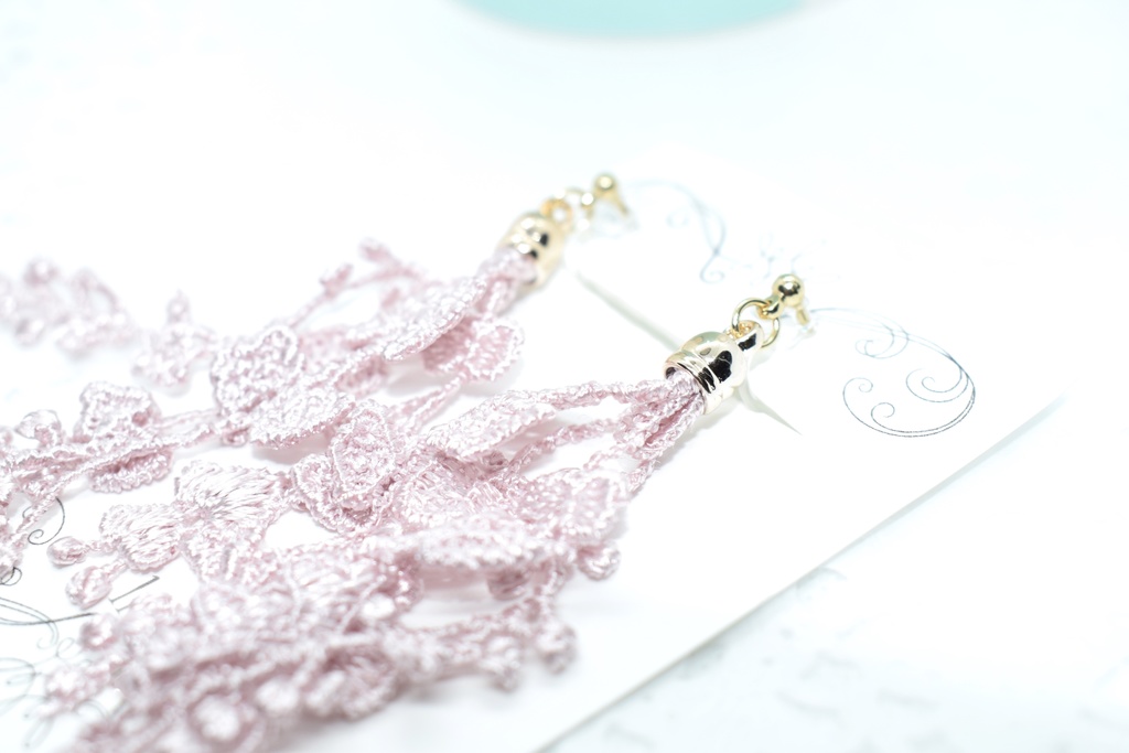 鬼滅*藤のタッセルピアス・ノンホールピアス