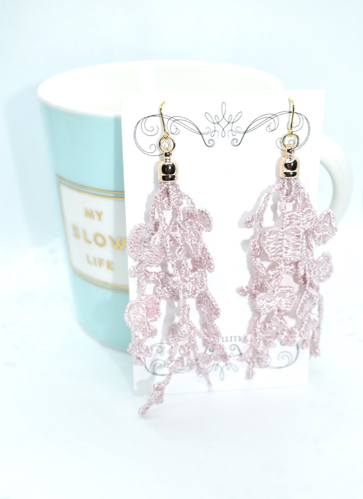 鬼滅*藤のタッセルピアス・ノンホールピアス