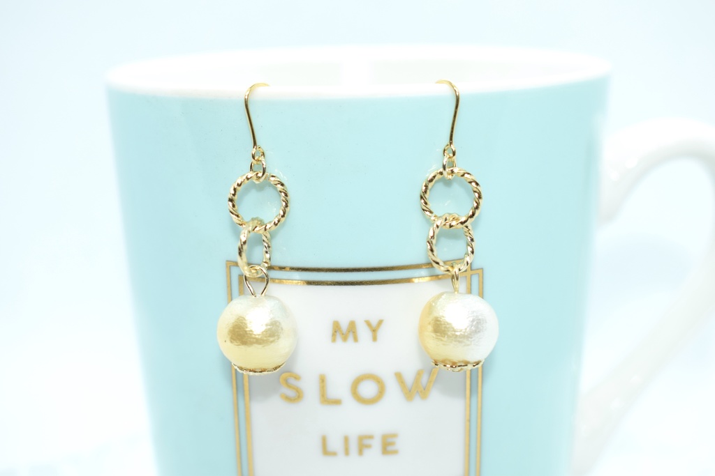 再販/鬼滅*善逸 コットンパールピアス