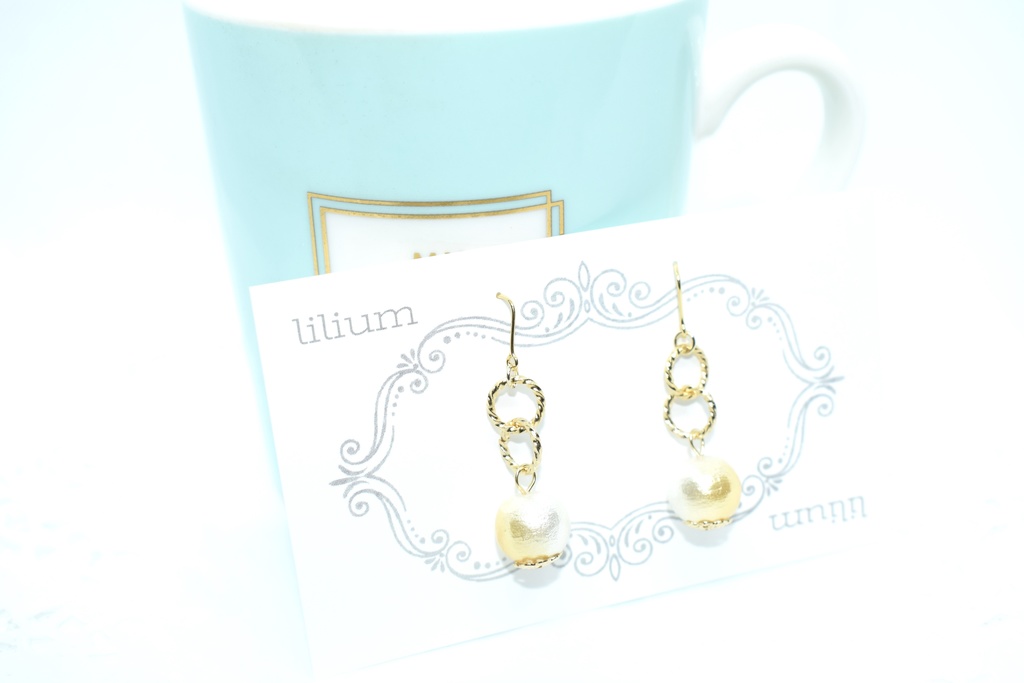 再販/鬼滅*善逸 コットンパールピアス