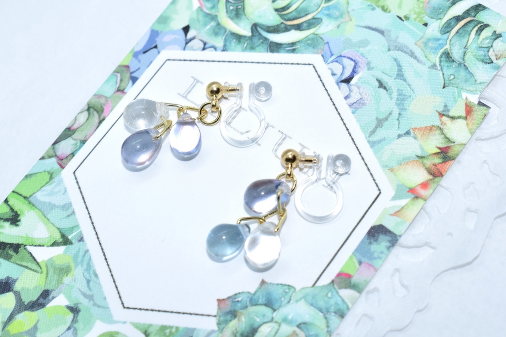 再販/お花の雫ピアス【ライトパープル】