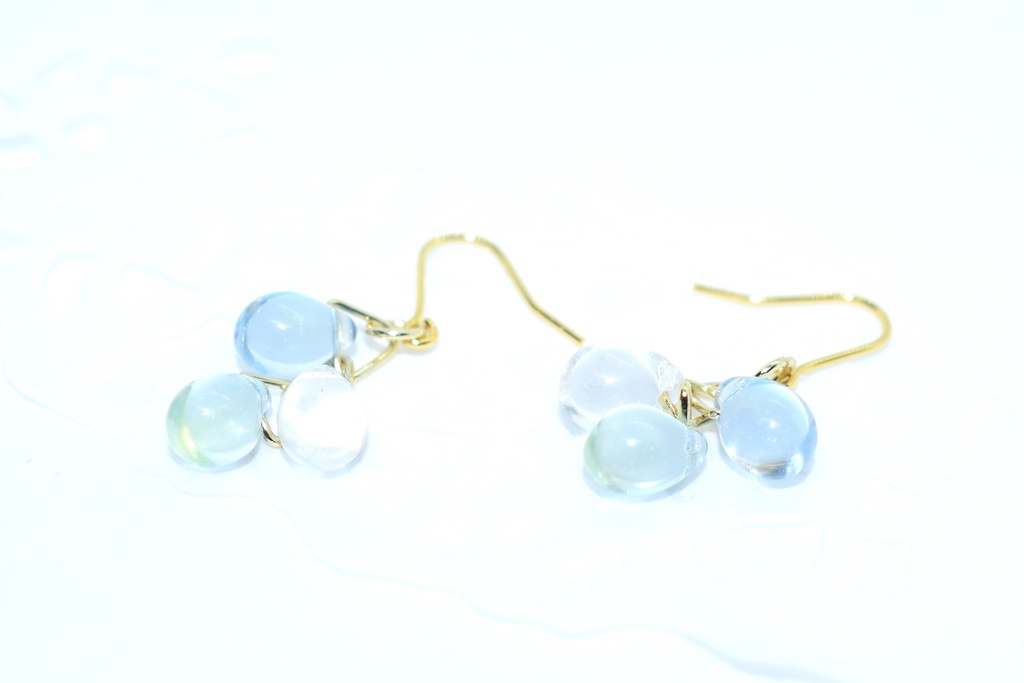 再販/お花の雫ピアス【ブルーグリーン】