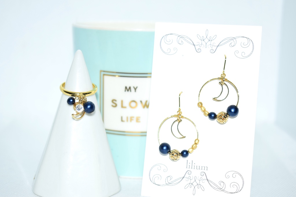 刀剣乱舞*三日月宗近 リング&ピアスセット