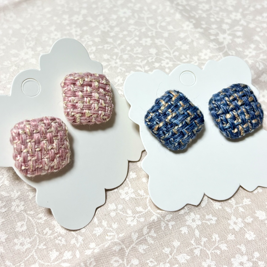 太鼓鐘貞宗*ツイードピアス、イヤリング
