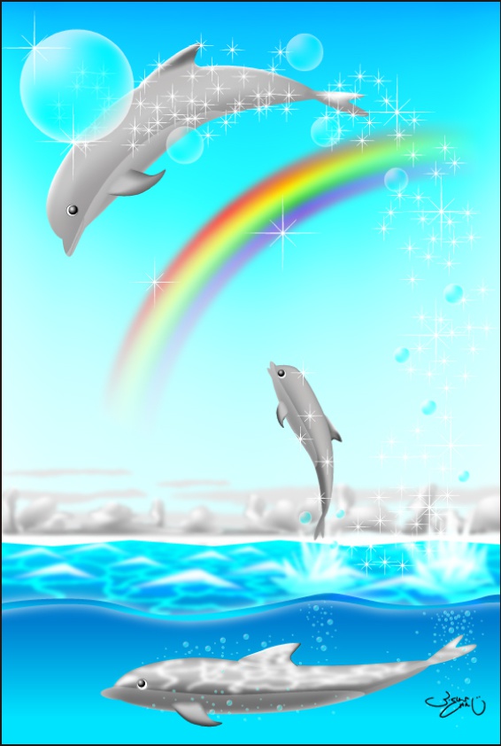 ポストカード013　ドルフィンシャワー