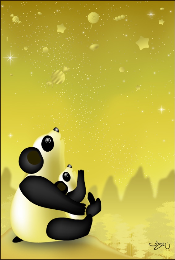 ポストカード037　パンダの星