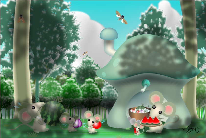 ポストカード045　涼やかハウスでチュ〜