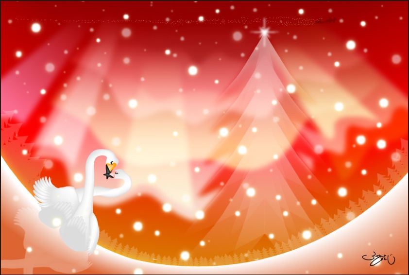 ポストカード052　オーロラクリスマス