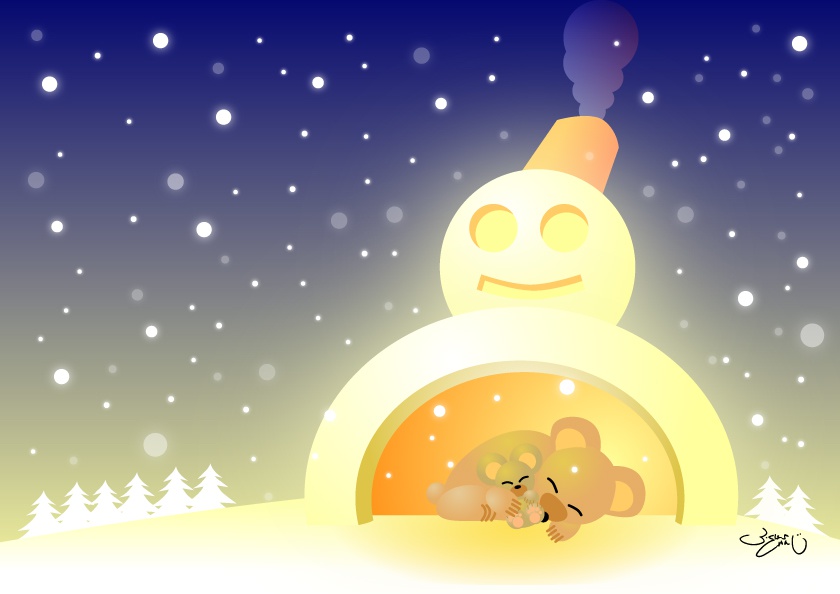 A4イラスト003　雪だるまハウス