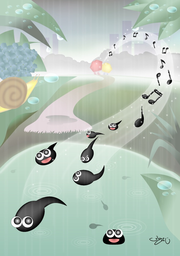 A4イラスト015　Rain Drop Music