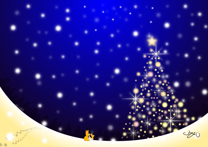 A4イラスト029　Snow Light Tree