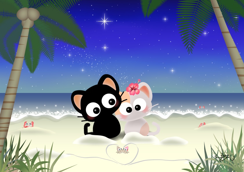 A4イラスト068　夏の夜のりっちー君