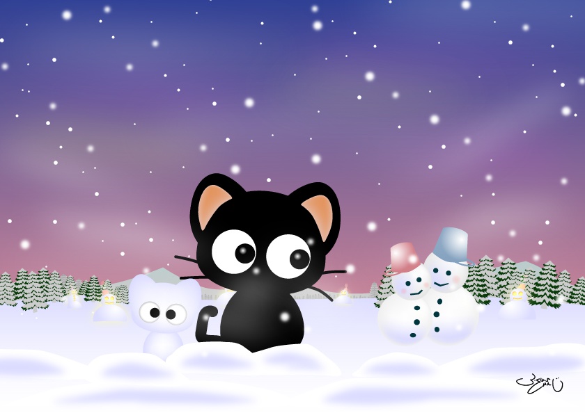 A4イラスト082　白銀の世界のりっちー君