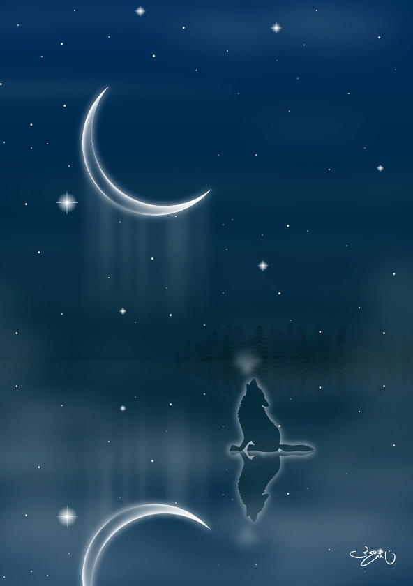 A4イラスト083　寒月の涙