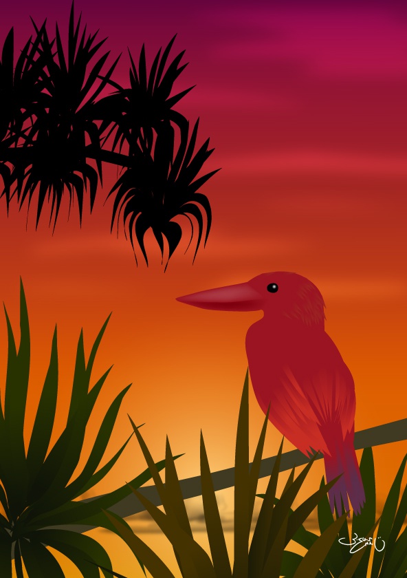 A4イラスト090　加那色の空（かないろのそら）