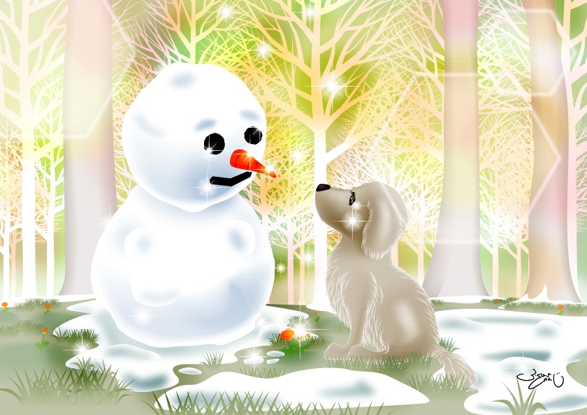 A4イラスト106　ラストスノーマン