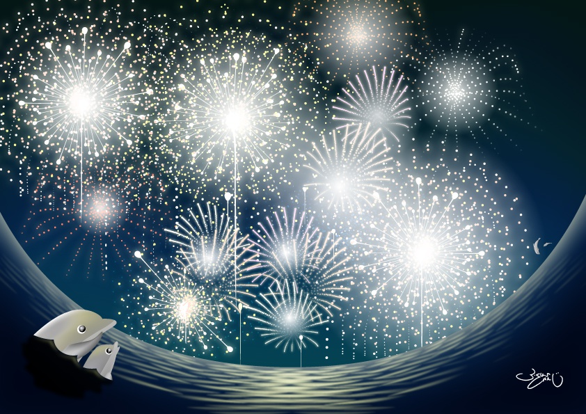 A4イラスト118　夏色花火