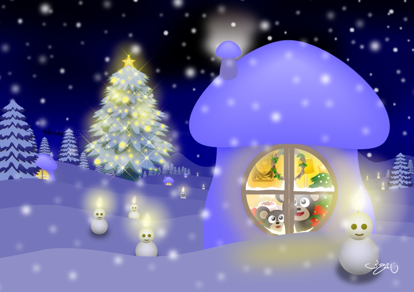 A4イラスト133　Deep Blue Christmas