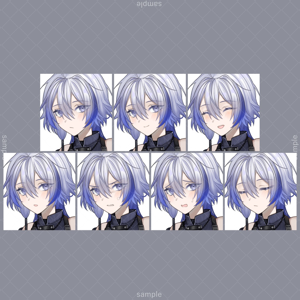 立ち絵03【表情7種+刀】銀髪,女性