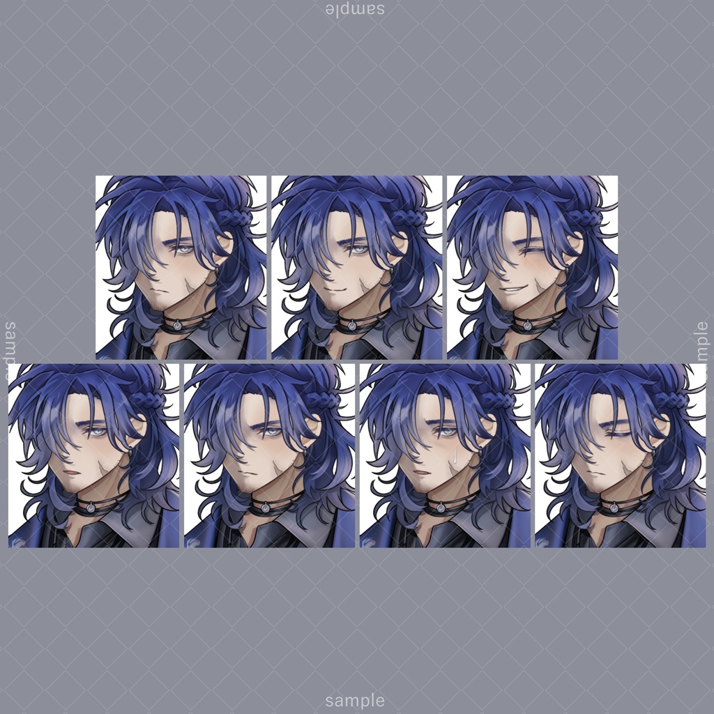 立ち絵07【表情7種】青髪,コート,男性