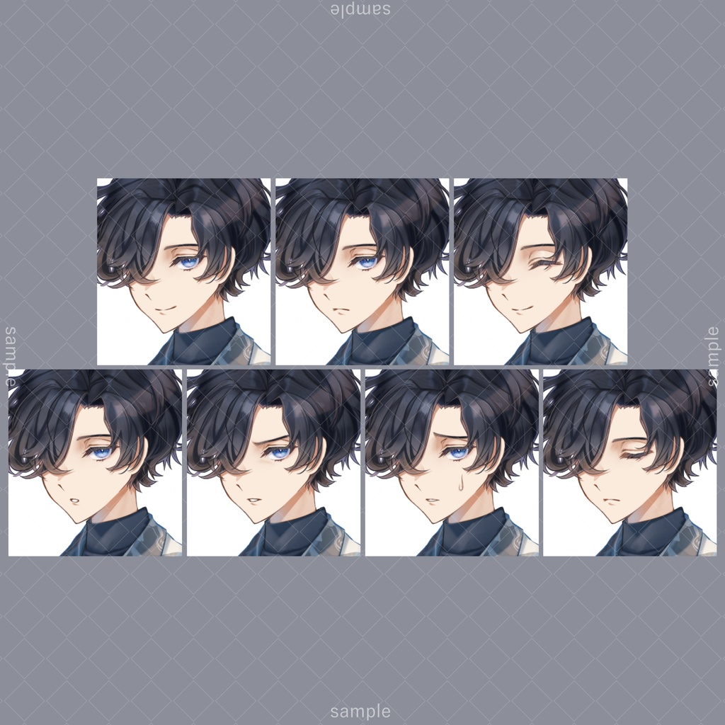 立ち絵56【表情7種】黒髪,男性