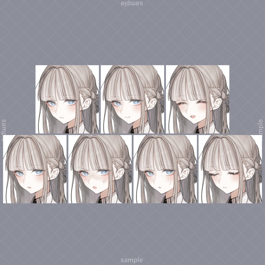 立ち絵84【表情7種+メガネ+髪飾り】茶髪,メイド服,女性