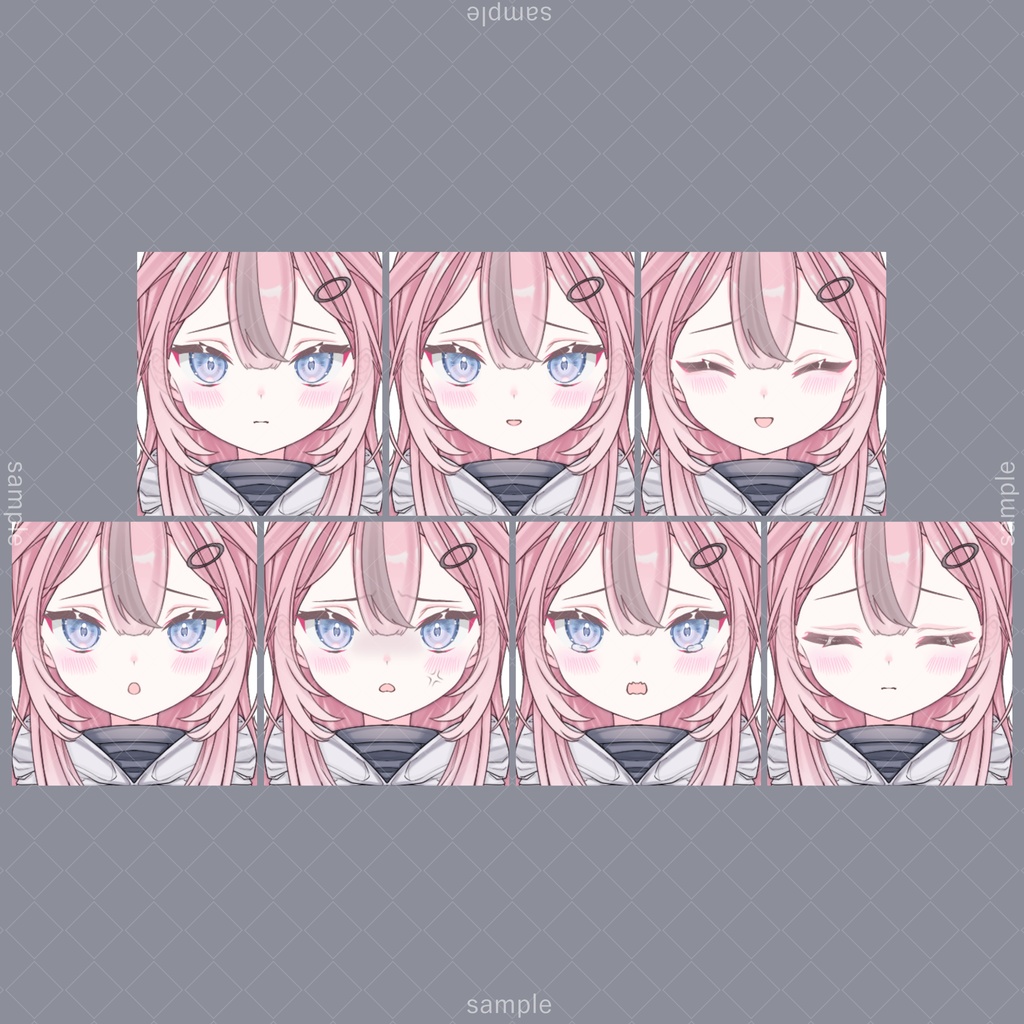 立ち絵80【表情7種+帽子】ピンク髪,ベレー帽,女性