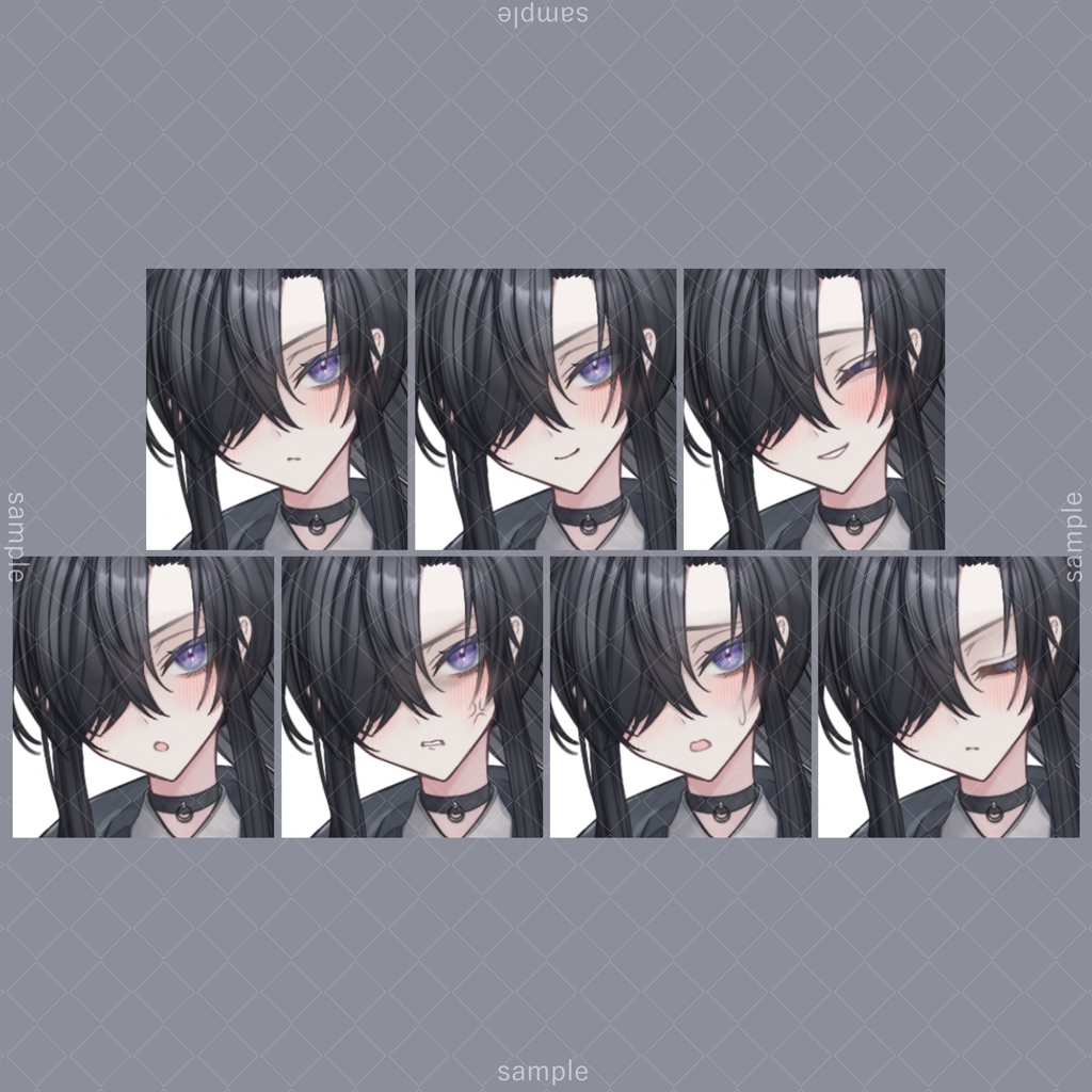 立ち絵109c【表情7種+帽子+刀】黒髪,スーツ,女性