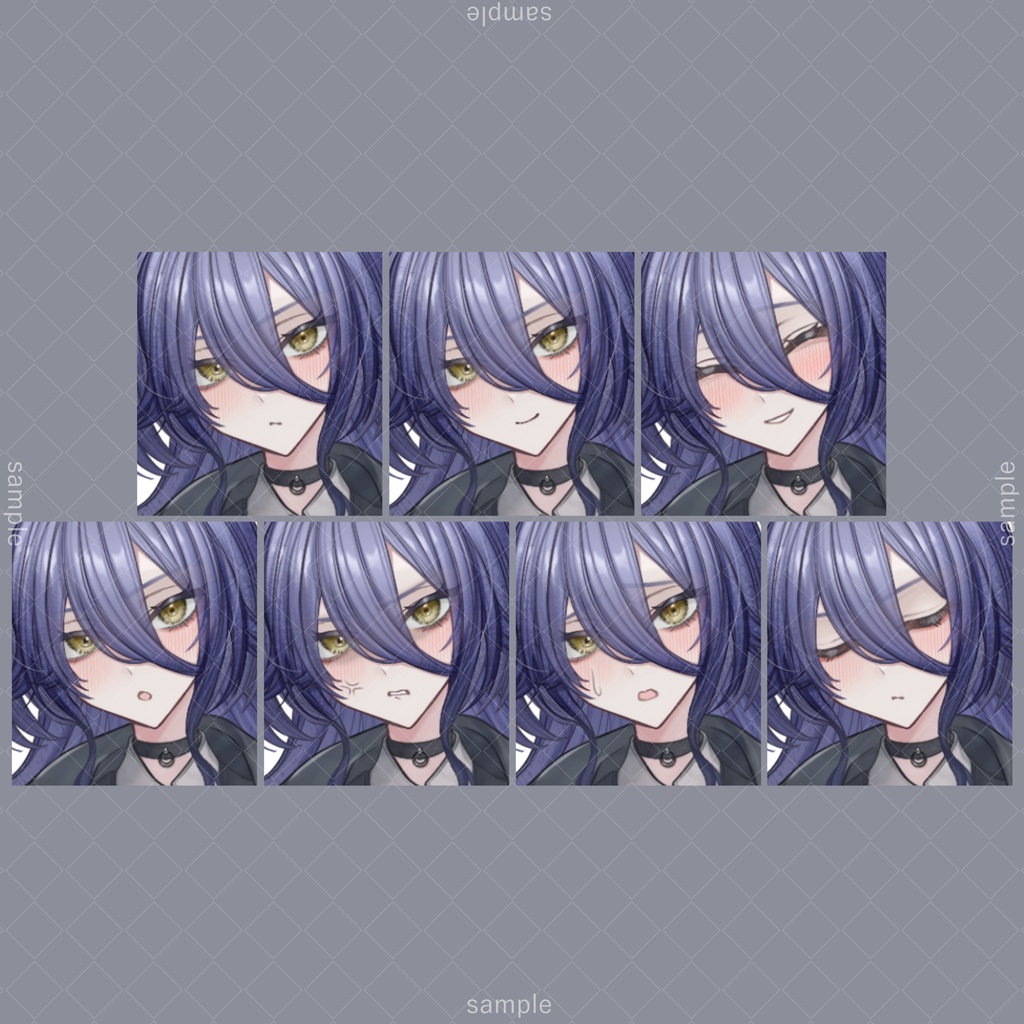 立ち絵109d【表情7種+帽子+刀】紫髪,スーツ,女性