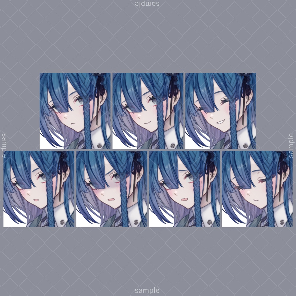 立ち絵113【表情7種+ナイフ】青髪,スーツ,女性