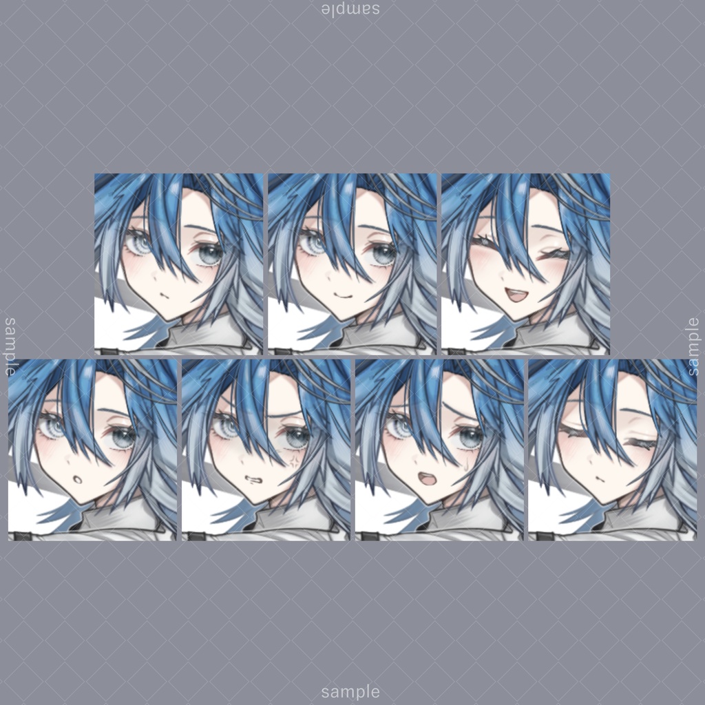 立ち絵140【表情7種+獣耳、尻尾】青髪,ナイフ,女性